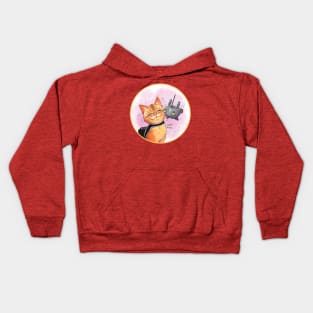 A Stray cat with his bot friend Kids Hoodie